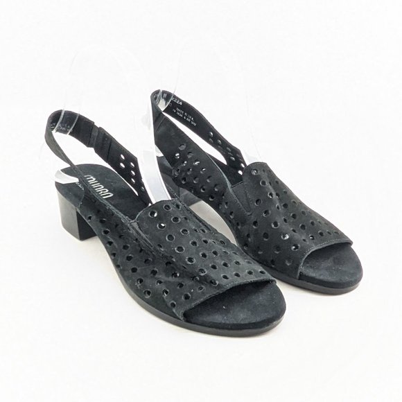 NEW Munroe Mickee Black Perforated Nubuck Sandal - Picture 1 of 7